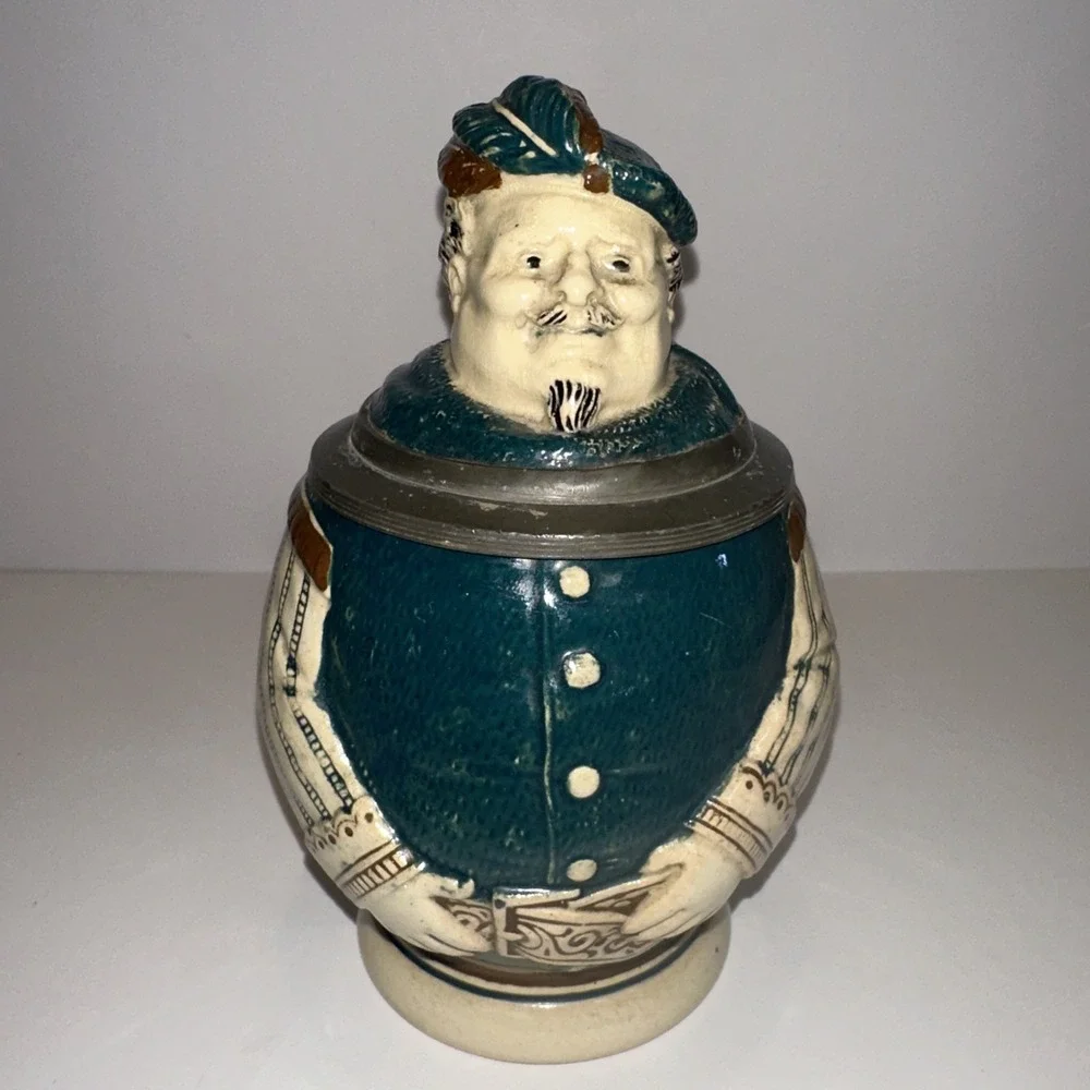 Antique German Merkelbach & Wick Beer‎ Stein Sir John Falstaff 1/2 L Capacity